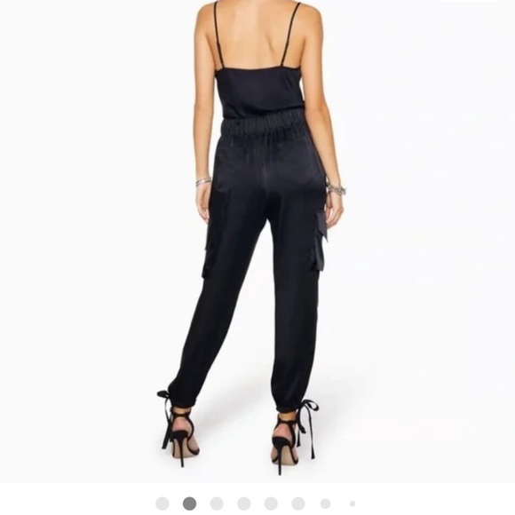 NWT Ramy Brook "Norma" Sleek Black satin Cargo Pants size Small - Picture 2 of 9